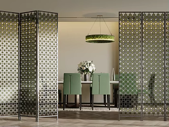 Modern screen partition glass partition 3d model