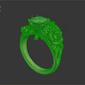 Elegant Gold Ring With Blue Green Gemstone Center Rose Design And Diamond Accents