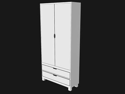 Modern White Double Door Wardrobe With Drawers And Simple Design 3d model