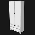 Modern White Double Door Wardrobe With Drawers And Simple Design 3d model