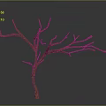 Leafless Tree With Trunk And Branches Featuring Green And Orange Texture Against Gray Gradient Background