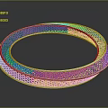 Yellow And White Nested Circular Rings With Mesh Pattern On Dark Background 3d model