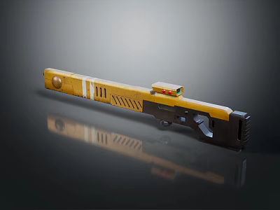 Futuristic Yellow Weapon Design With Black Accents And Red Green Indicator Lights 3d model