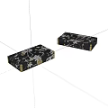 Black Decorative Boxes With White Floral Patterns And Gold Lock Accents 3d model