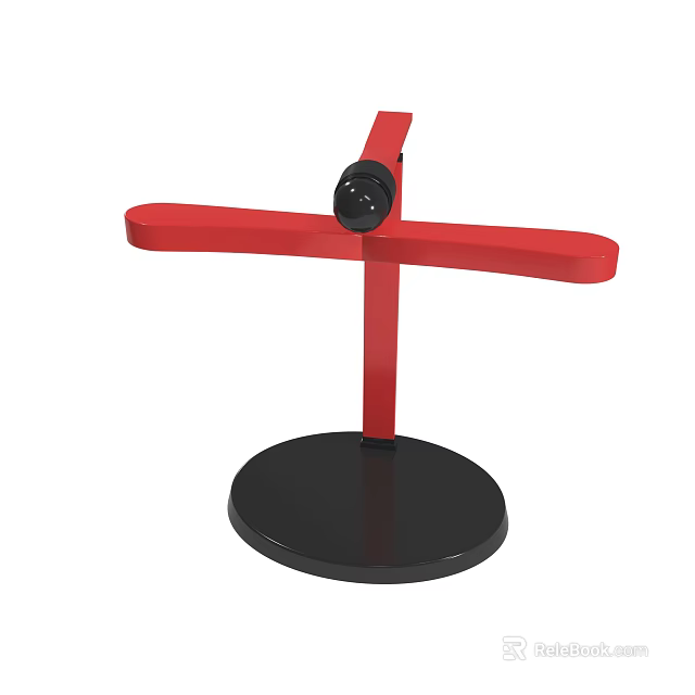 Red Metal Display Stand With Black Base And Circular Central Component 3d model 