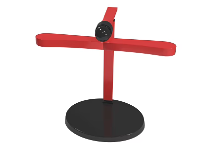 Red Metal Display Stand With Black Base And Circular Central Component 3d model