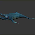 Blue Whale With Golden Spots Open Mouth And Red Eyes On Dark Background