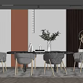 Modern Dining Table and Chair Combination 3d model