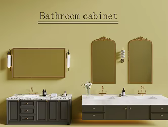 French Bathroom Cabinet French Washing Table Basin Mirror Cabinet Double Basin Bathroom Cabinet Mirror 3d model