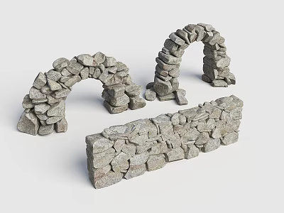 Decorative Natural Stone Arches And Wall Structures For Garden Landscaping 3d model