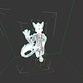 3D Wolf Like Character With Glowing Green Paws And Cybernetic Tail Design