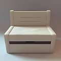 Modern White Upholstered Single Sofa With Stitched Backrest And Storage Drawer 3d model