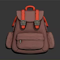 Pink 3D Rendered Backpack With Red Straps Metal Buckles And Reflective Surface