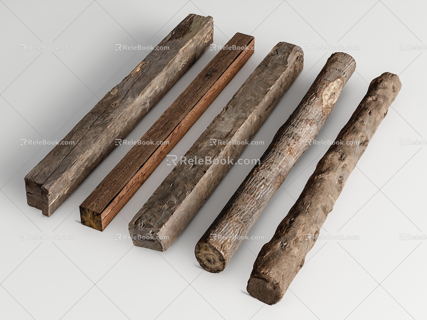 Quiet wood, wooden pillars, old wood, old wooden boards, wooden beams, tree trunks 3d model