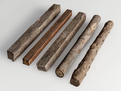 Natural Stone And Wood Material Samples With Varied Textures And Shapes 3d model