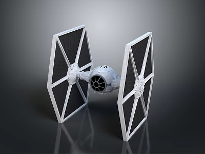 Detailed TIE Fighter Spacecraft Model With Wing Structure And Engine Design 3d model