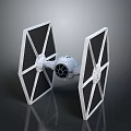 Detailed TIE Fighter Spacecraft Model With Wing Structure And Engine Design