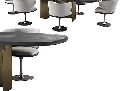 Modern Dining Table With Sleek Design And Comfortable Gray Cushioned Chairs 3d model