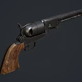 Vintage Revolver Weapons Collection With Wooden Grips And Metal Frames