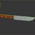 Weapon Knife With Red Wooden Handle Silver Sharp Blade And Metal Rivets