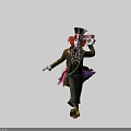 Mad Hatter Movie Character With Orange Hair Tall Hat White Makeup And Green Eyes