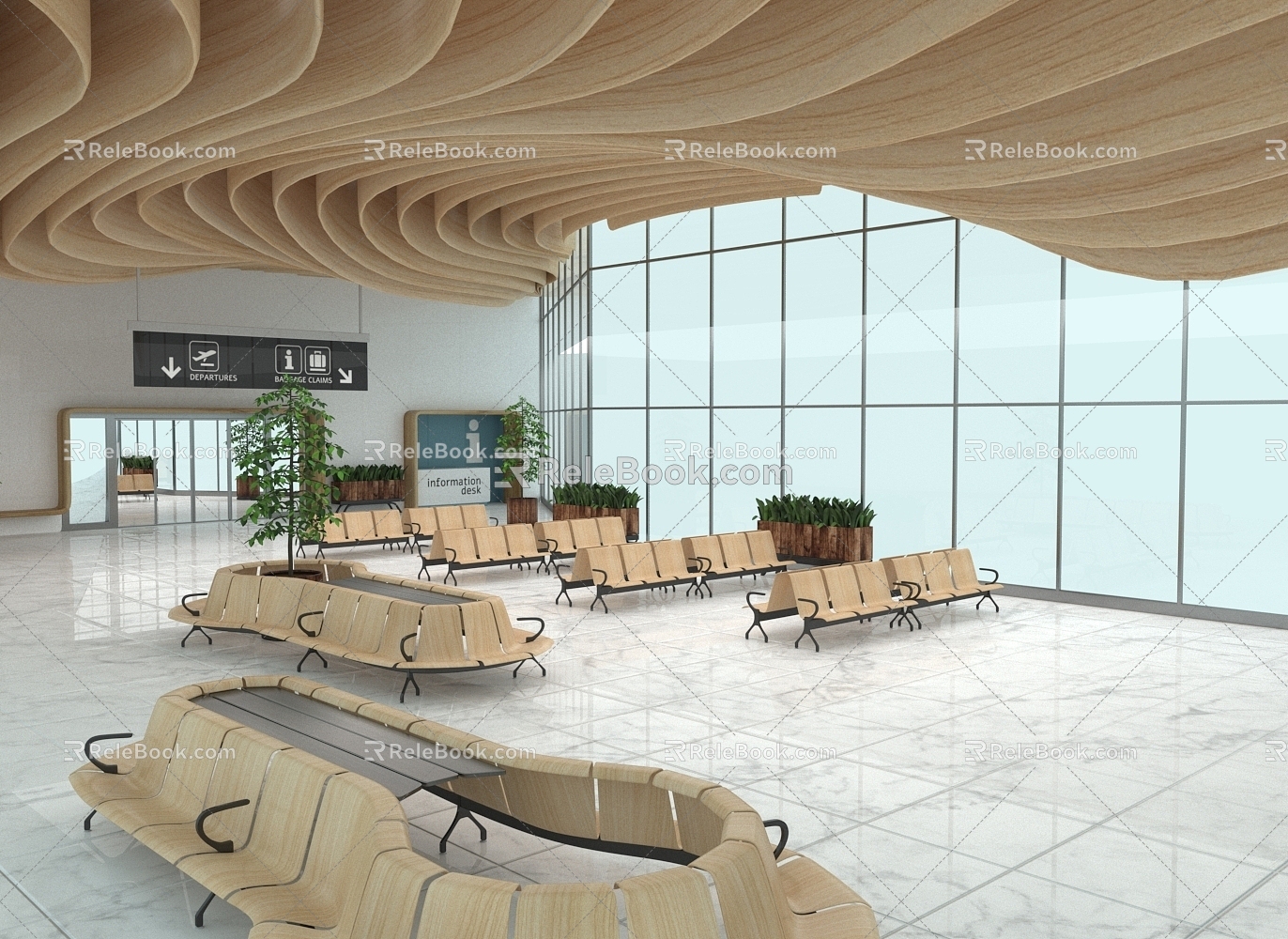 Airport Waiting Room Waiting Hall 3d model