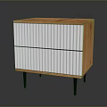 Modern Wooden Cabinet With White Vertical Striped Doors And Black Slim Legs