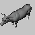 Realistic Black and White Spotted Cow 3D Model Standing Isolated on Gray Background