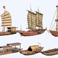 Different Types Of Vintage Wooden Boats With Sailing Masts And Classic Designs