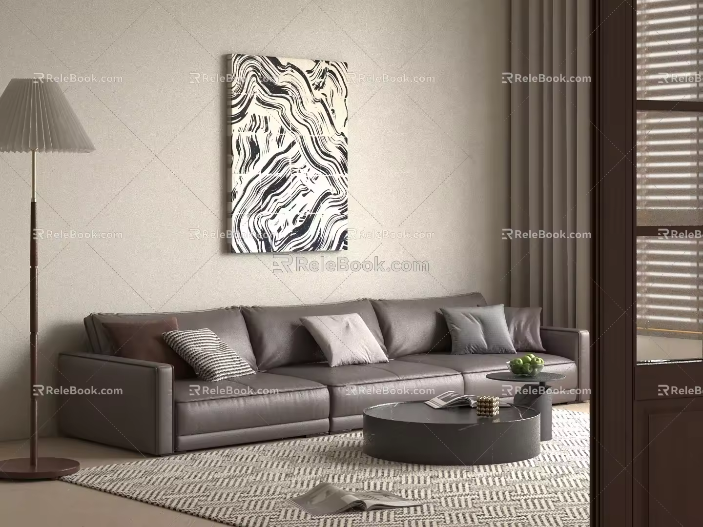 Modern Italian Sofa Combination Sofa Combination Leather Sofa Three-Seat Sofa Single Sofa 3d model