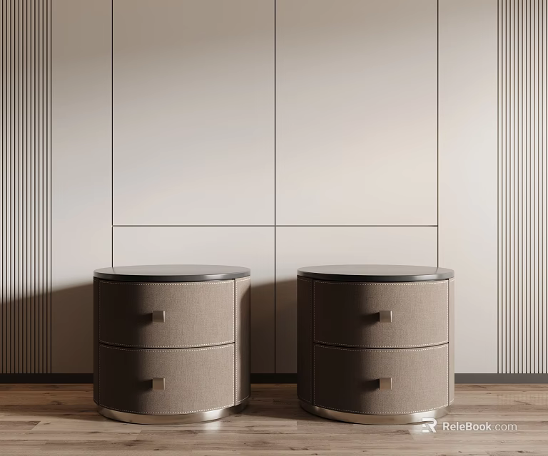 Elegant Modern Nightstands With Drawers Black Top And Metal Legs 3d model 