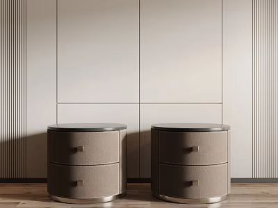 Elegant Modern Nightstands With Drawers Black Top And Metal Legs 3d model