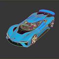 Blue Sports Car With Sleek Aerodynamic Design Rear Spoiler And Stylish Wheels