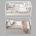 White Kids Bed With Colorful Pillows Soft Blankets And Storage Drawers