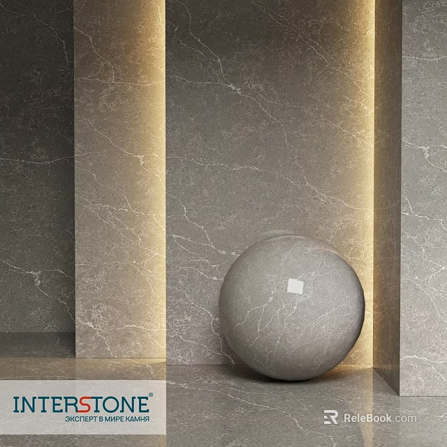 Spherical Component On Gray Marble Wall With Illuminated Lighting Strip 3d model 
