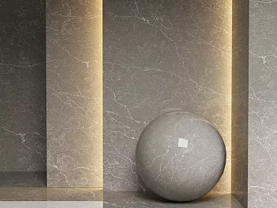 Spherical Component On Gray Marble Wall With Illuminated Lighting Strip 3d model