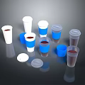 Everyday Practical Household Plastic Cups With Lids In White And Blue Colors