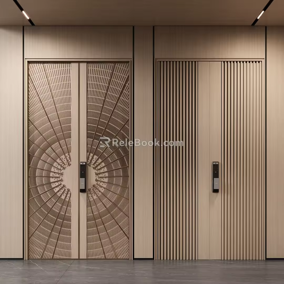 New Chinese style double door combination 3d model
