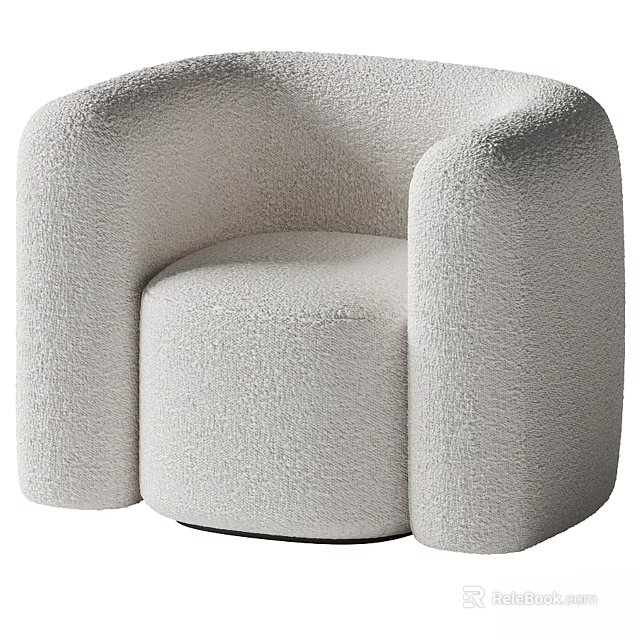 Modern Cream Single Sofa With Plush Fabric Rounded Armrests And Cozy Design 3d model
