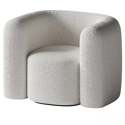 Modern Cream Single Sofa With Plush Fabric Rounded Armrests And Cozy Design 3d model