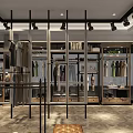 Modern Clothing Store Interior With Clothing Racks Displayed Garments And Seating Area