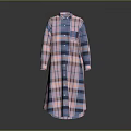 Long Sleeved Plaid Shirt Dress With Pink Blue White Checkered Pattern And Buttoned Front