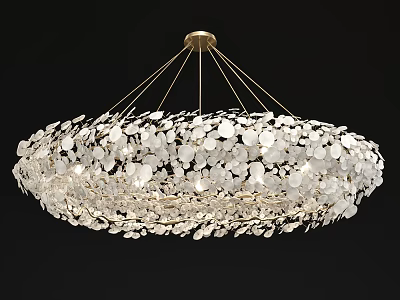 Modern Luxurious Crystal Chandelier With Gold Metal Frame And Disc Shaped Crystals For Elegant Interior 3d model