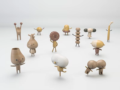 Modern Toy Wooden Cartoon Ornaments 3d model