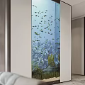 Large Aquarium Fish Tank With Tropical Fish Aquatic Plants In Modern Home Interior