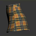 Plaid Pattern Stool with Yellow Blue Red Colors Round Top and Conical Sides