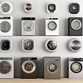 Display of Modern Washing Machines in Various Styles and Different Colors