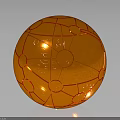 Orange Decorative Sphere with Grid Like Lines Circular Patterns and Glowing Interior Transparent Surface