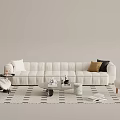 French cream style sofa combination 3d model