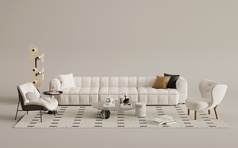 French cream style sofa combination 3d model